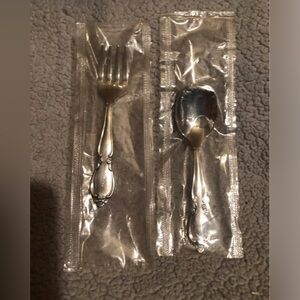 Elegant Baby Silver Fork and Spoon Set